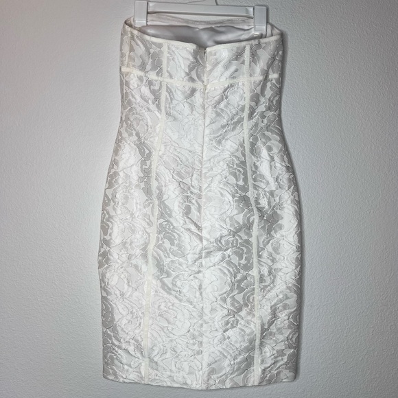 Ralph Lauren Evening Off White Textured Strapless Bachelorette Dress Sz 6 - Picture 9 of 12